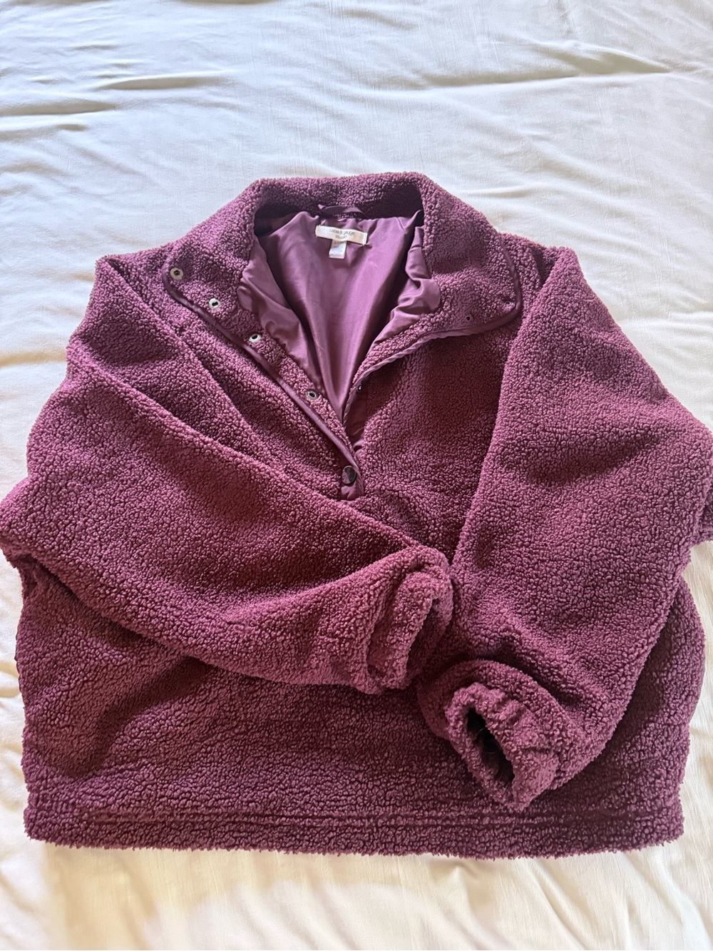 Cable & Gauge Plum Sherpa Pullover Jacket